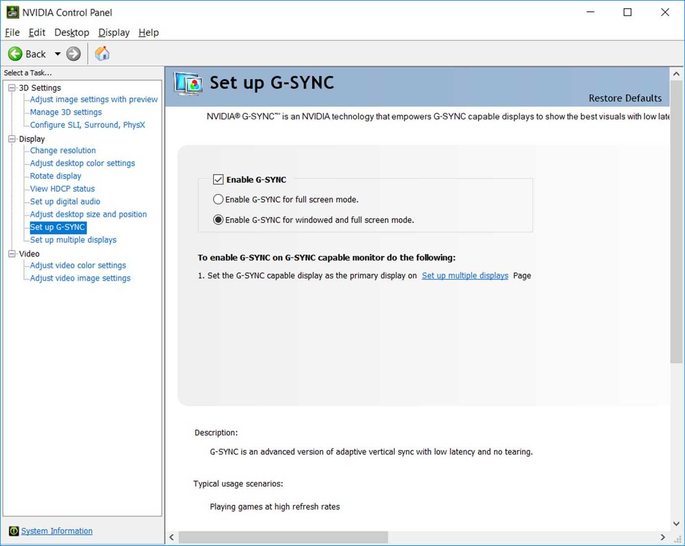 NVIDIA Control Panel screenshot 3